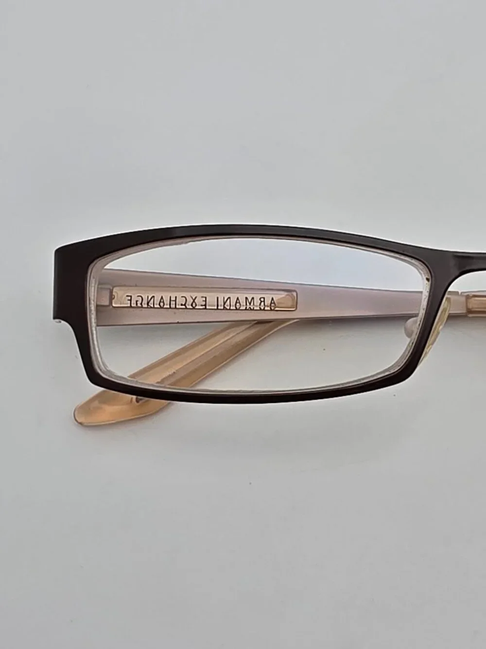 Armani Exchange AX218 Brown on Cream Rectangular Cat Eye Eyeglasses Frame w Case
